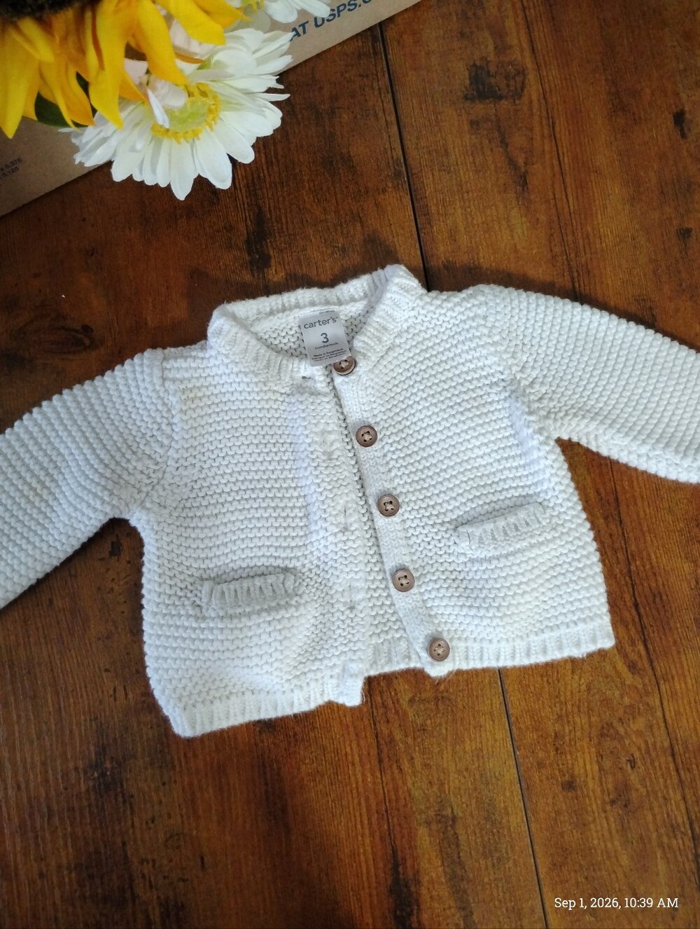 Cozy White Knit Cardigan with Wooden Buttons